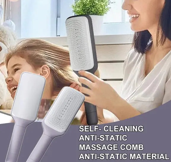 4-in-1 Self-Cleaning Detangler Brush